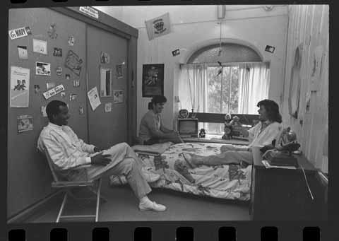 [Students in Sierra Madre dorm room, 1987]