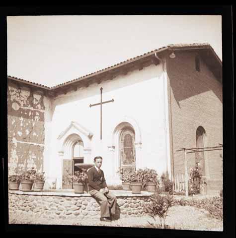 [Fred Louis, northeast courtyard of Mission San Luis Obispo]