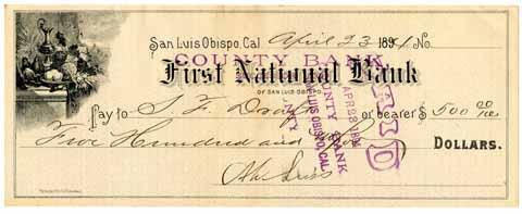Check from Ah Louis to San Francisco Draft, April 23, 1894