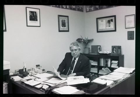 [George Gowgani in his office]