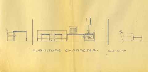 Furniture Character [detail of larger Racquet Club Cottages Interior Scheme drawing]