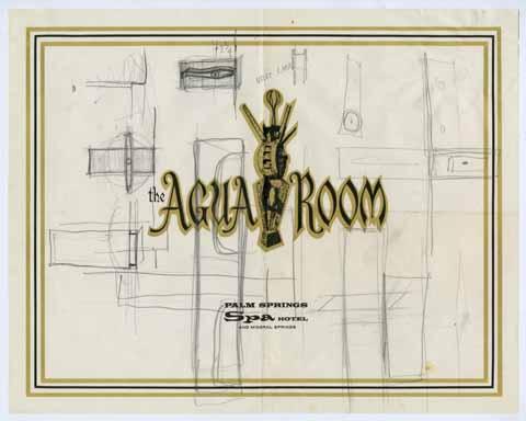 The Agua Room [placemat with pencil sketches]