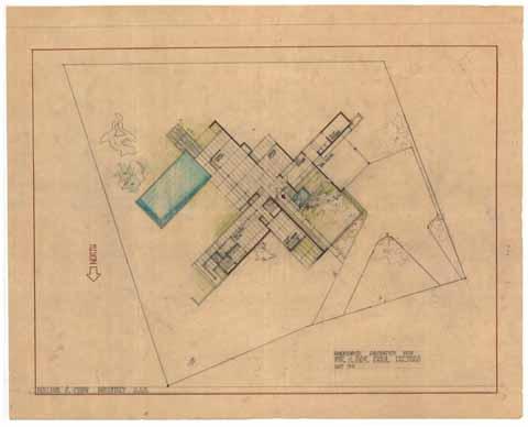 Proposed residence for Mr. and Mrs. Paul Feltzman, site plan, 1951