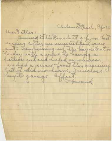 Letter from Howard V. Jack to Robert Edgar Jack