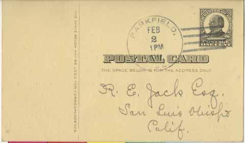 Postcard to R.E. Jack