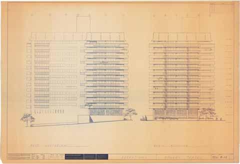 Doheny Towers, east and north elevations, drawing no. P-12
