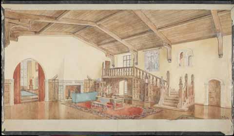 Student work - stage sets (watercolors), Beverly Hills High School, circa 1930s