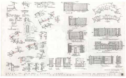 Albert Janko house, interior elevations, mill, and cabinet, sheet no. 9