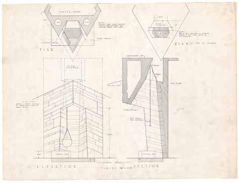 Fireplace elevation and section