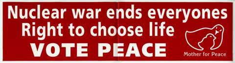 Vote Peace bumper sticker