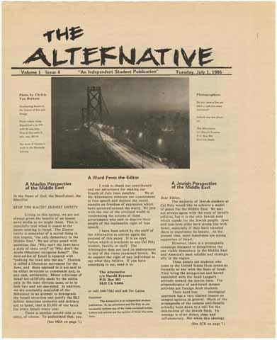 The Alternative, volume 1, issue 4, July 1, 1986