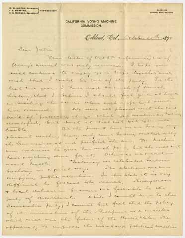 Letter from Charles B. Morgan to Julia Morgan, October 25, 1898