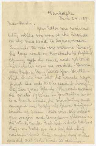Letter from Eliza Morgan to Julia Morgan, June 24, 1891
