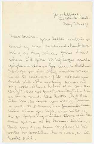Letter from Eliza Morgan to Julia Morgan, July 28, 1891