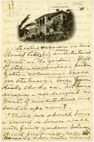 Letter from William Randolph Hearst to [Julia Morgan], January 11, 1925
