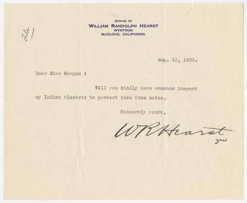 Letter from William Randolph Hearst to Julia Morgan, August 12, 1935