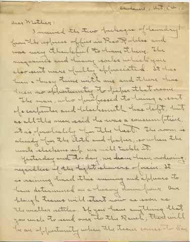 Letter from Howard V. Jack to mother