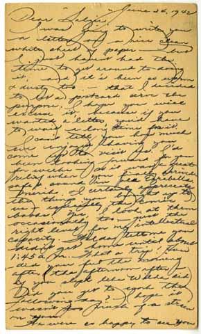 Correspondence from Honey Toda to Betty Salzman, June 24, 1942