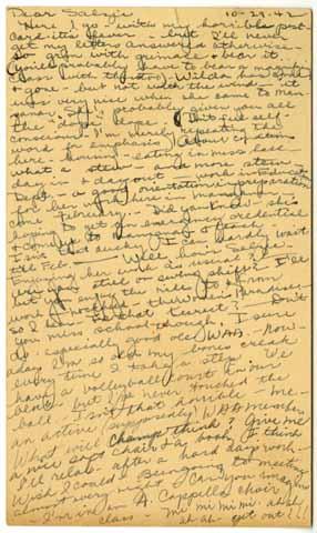 Correspondence from Honey Toda to Betty Salzman, October 29, 1942