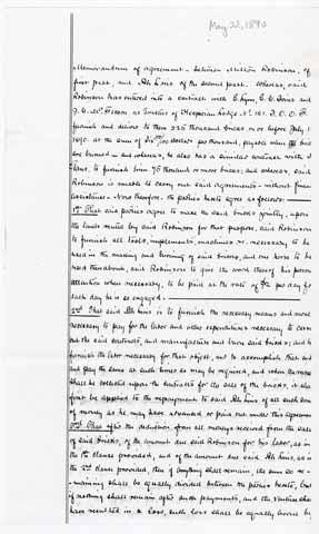 Memorandum of agreement between Milton Robinson and Ah Louis, 1890