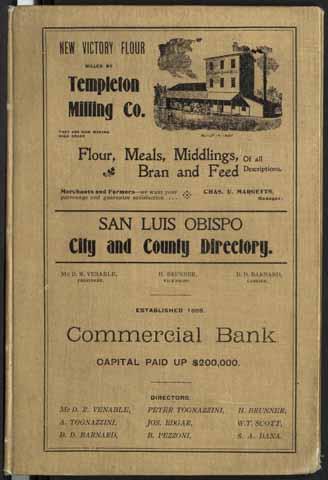 San Luis Obispo City and County Directory, 1901