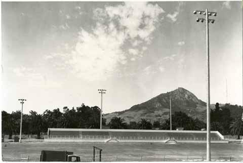 View of Bishop's Peak and Football Stadium Construction